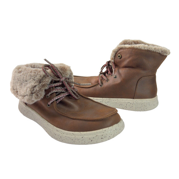 Bobs Skechers Skipper Hang Glider Boots Faux Fur Memory Foam Brown Womens Sz 7M - Picture 1 of 8